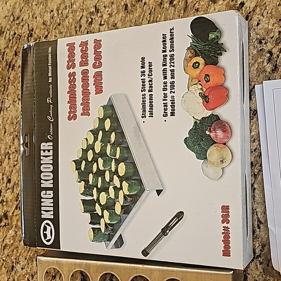 New King Kooker Stainless Steel 36 hole jalapeno Rack with corer - Picture 3 of 9